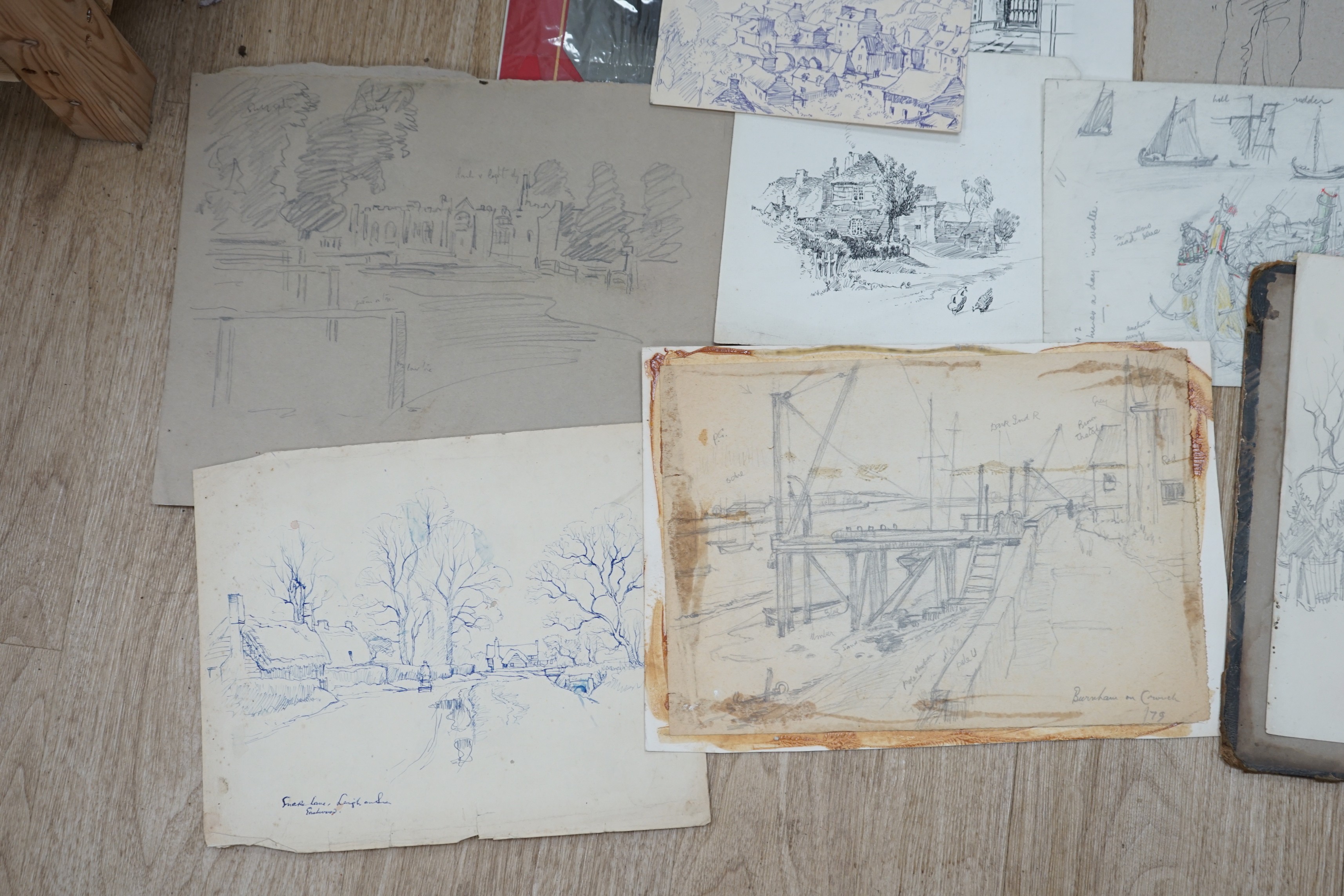 A folio of assorted drawings and watercolours, 18th century and later